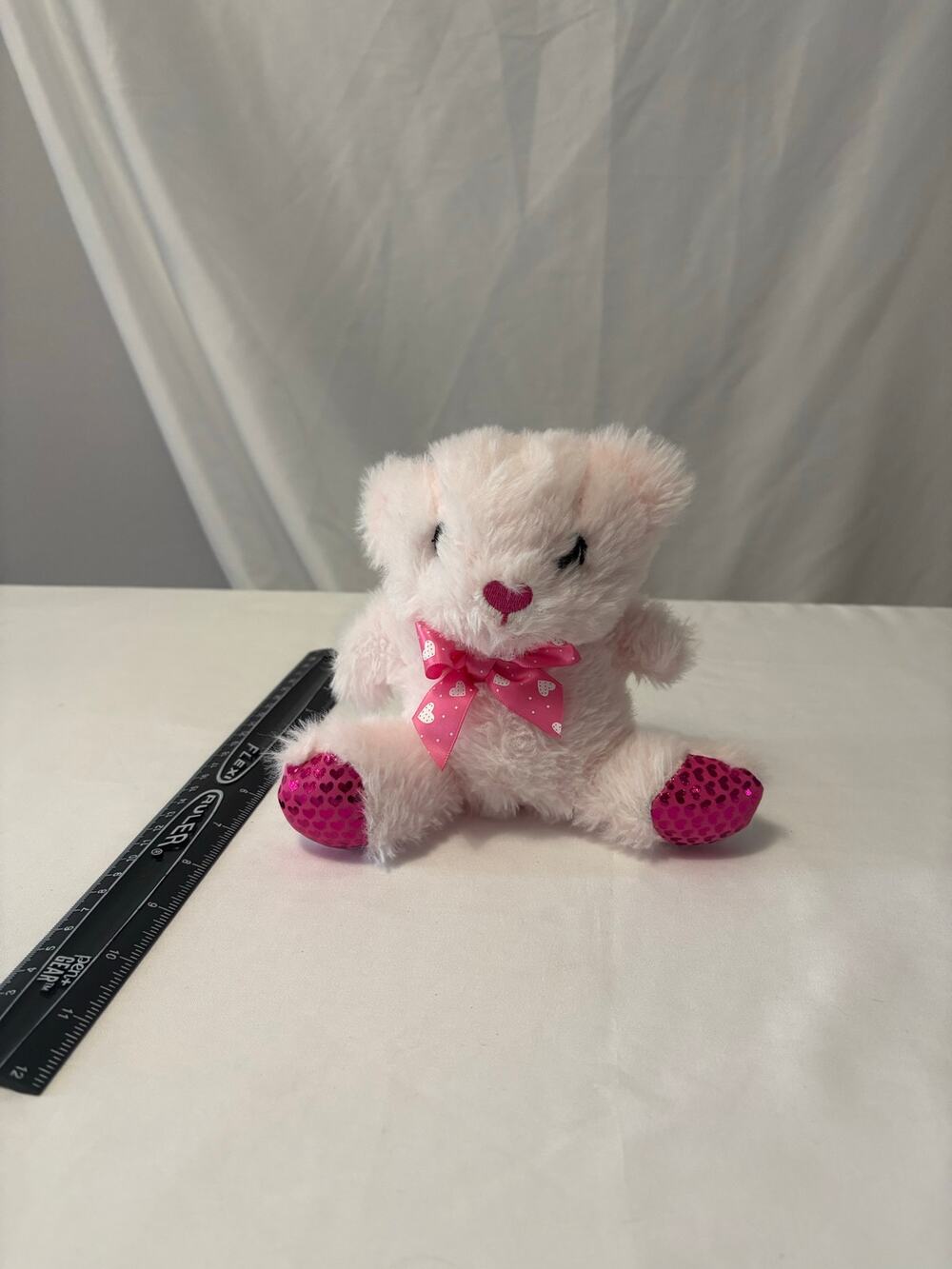 Greenbrier International Pink Plush Teddy Bear 6" Heart Bow Valentine'